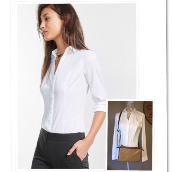 Express Tops - Long Sleeve Blouse White Express Oxford